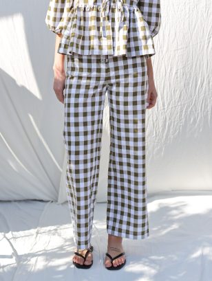 Seersucker checks cropped legs culottes | Trousers | Sustainable clothing | OffOn clothing