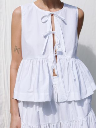 Sleeveless summer blouse with ties | Top | Sustainable clothing | OffOn clothing