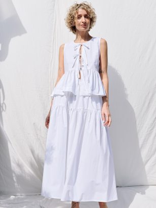 White Organic Cotton Maxi Skirt with Elastic Waist | Skirt | Sustainable clothing | OffOn clothing