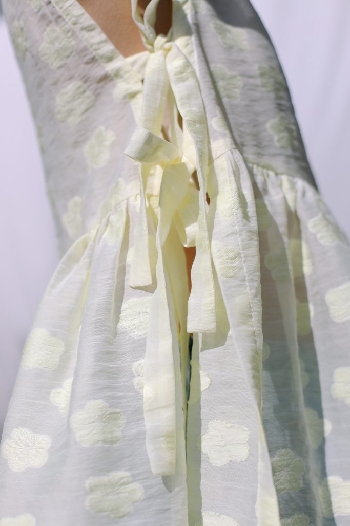 Floral Organza Top with Ribbon Ties