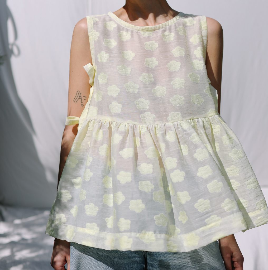 Floral Organza Top with Ribbon Ties | Top | Sustainable clothing | OffOn clothing