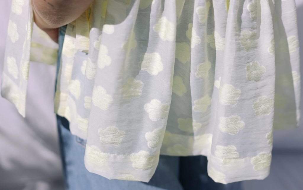 Floral Organza Top with Ribbon Ties - Image 6