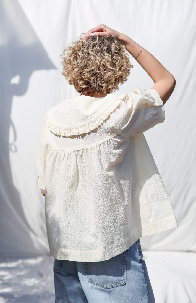 Puritan Collar Blouse OLIVIA in Seersucker Cotton