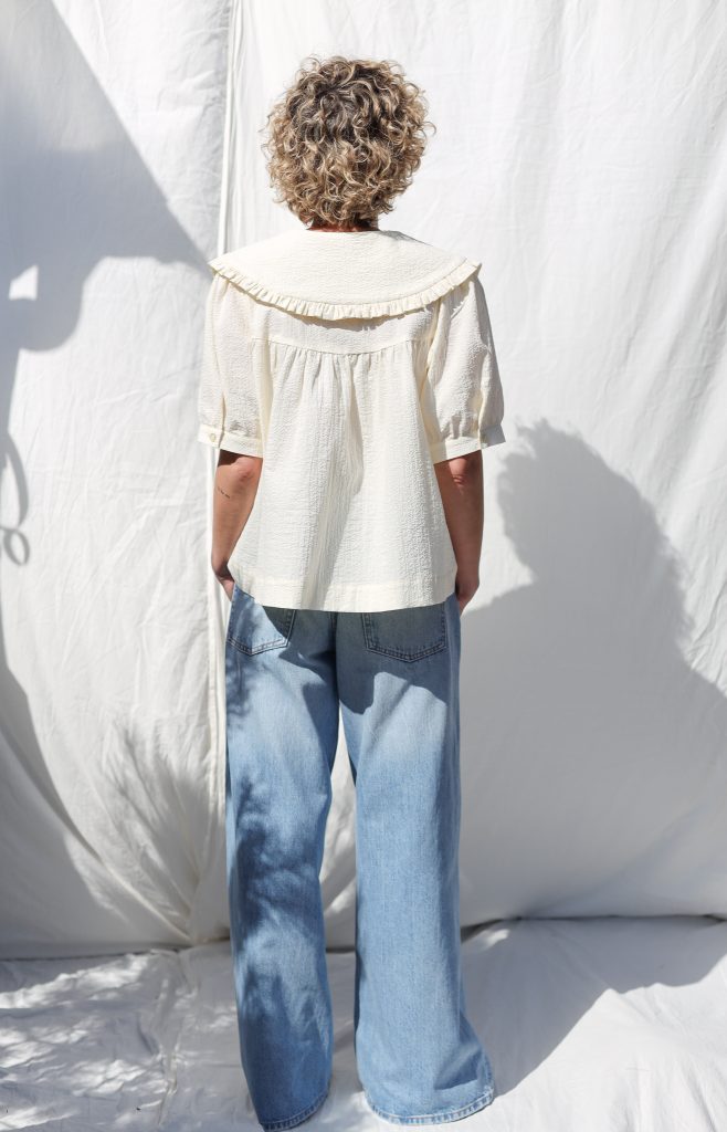 Puritan Collar Blouse OLIVIA in Seersucker Cotton