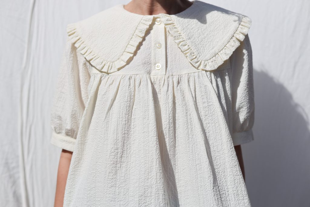 Puritan Collar Blouse OLIVIA in Seersucker Cotton