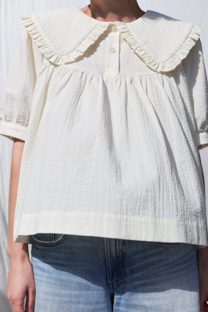 Puritan Collar Blouse OLIVIA in Seersucker Cotton