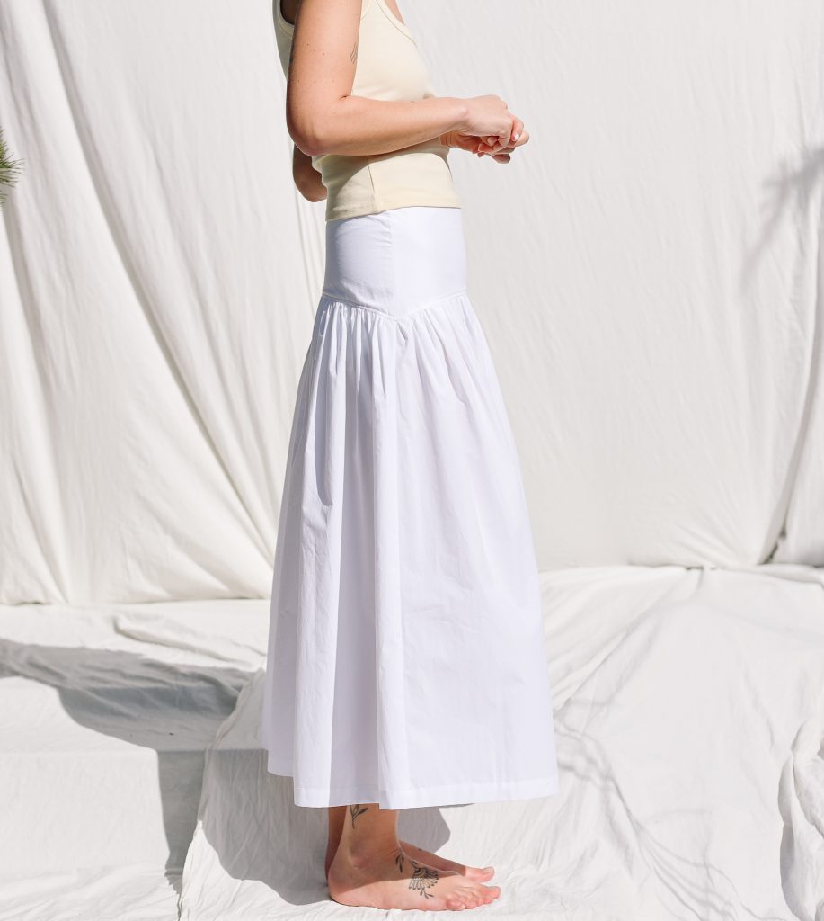 Yoke Ruffle Organic Cotton Poplin Skirt BRIGIT | Skirt | Sustainable clothing | OffOn clothing