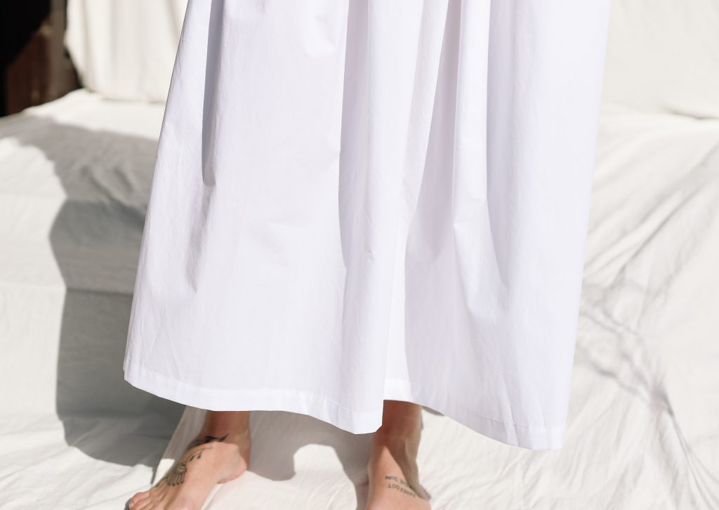 Yoke Ruffle Organic Cotton Poplin Skirt BRIGIT