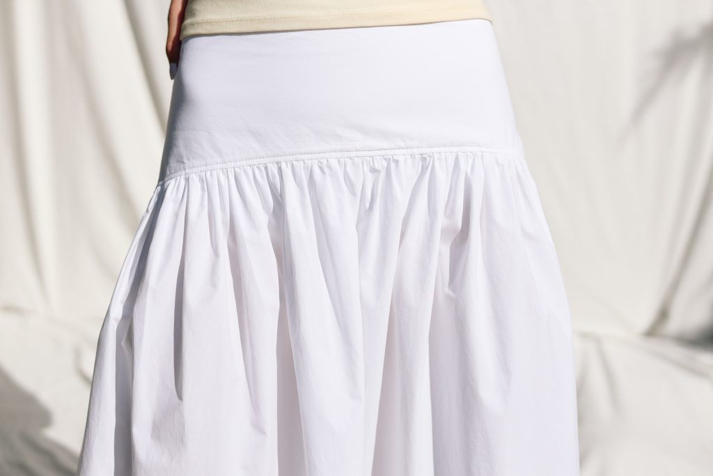 Yoke Ruffle Organic Cotton Poplin Skirt BRIGIT