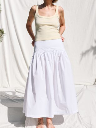 Yoke Ruffle Organic Cotton Poplin Skirt BRIGIT | Skirt | Sustainable clothing | OffOn clothing