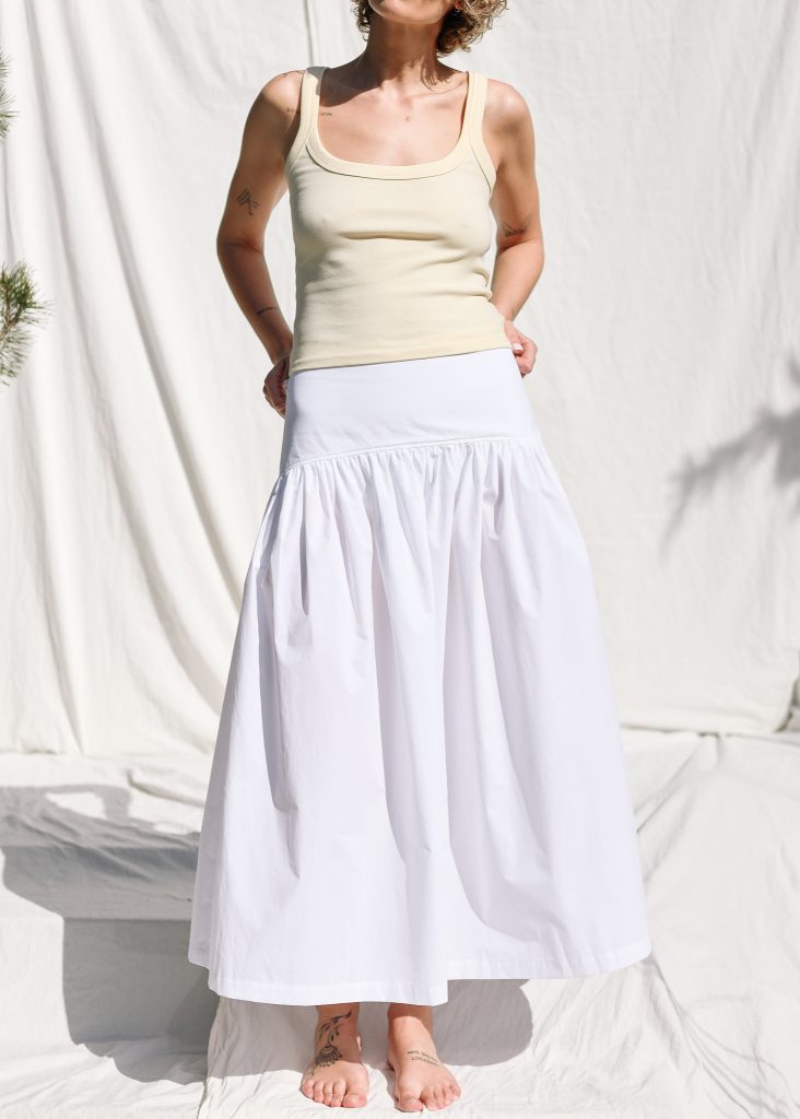 Yoke Ruffle Organic Cotton Poplin Skirt BRIGIT | Skirt | Sustainable clothing | OffOn clothing