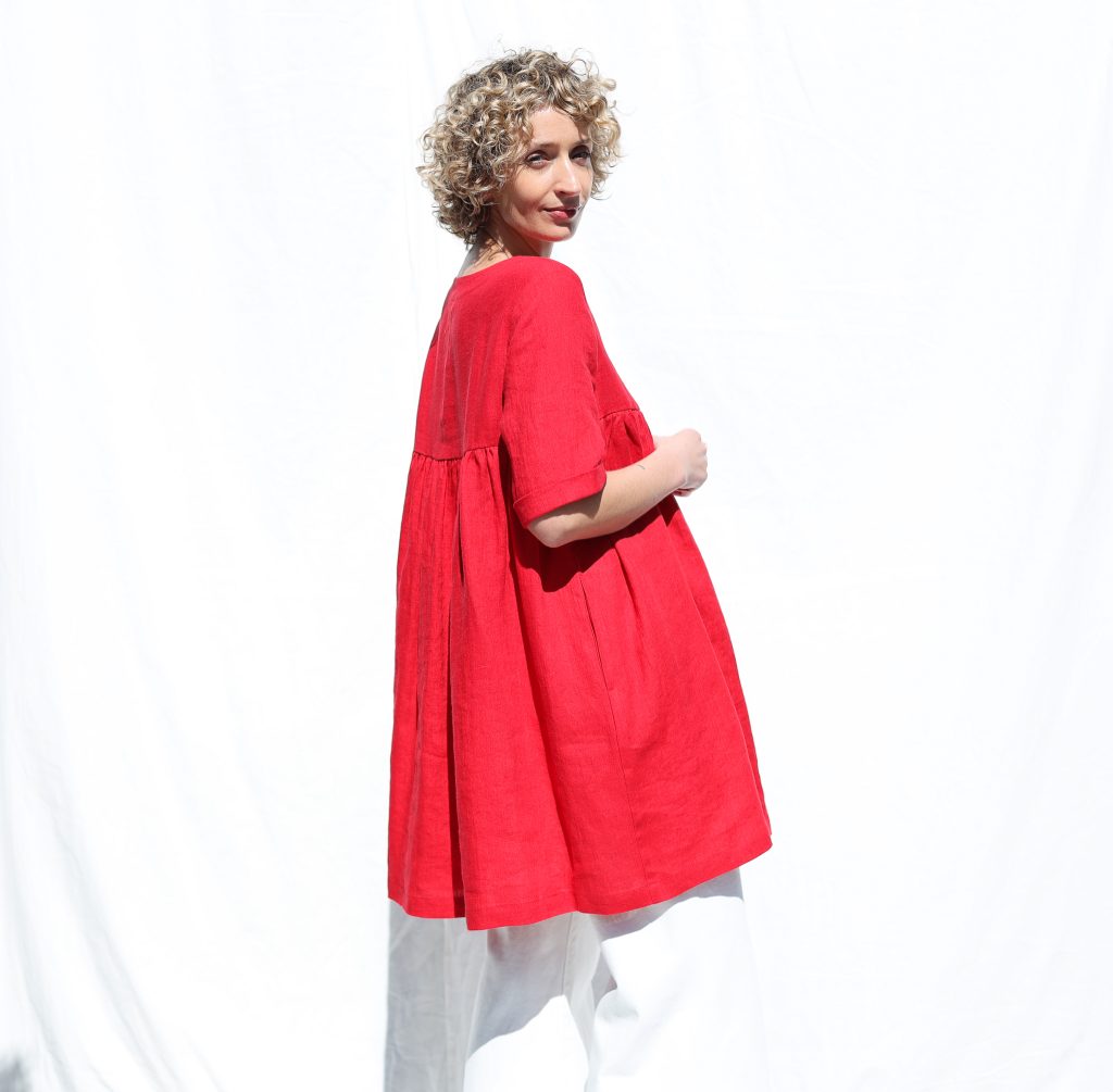 Linen ruffled skirt smock Mini dress CECILE