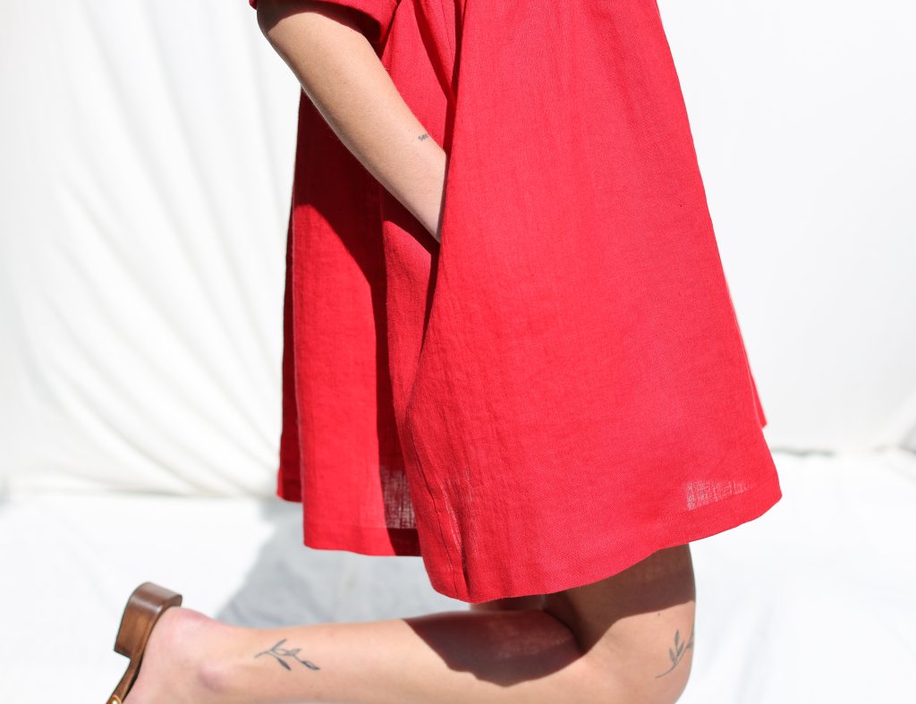 Linen ruffled skirt smock Mini dress CECILE