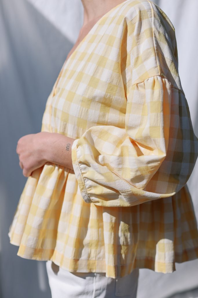 Seersucker checks puffy sleeve blouse CLARA - Image 2