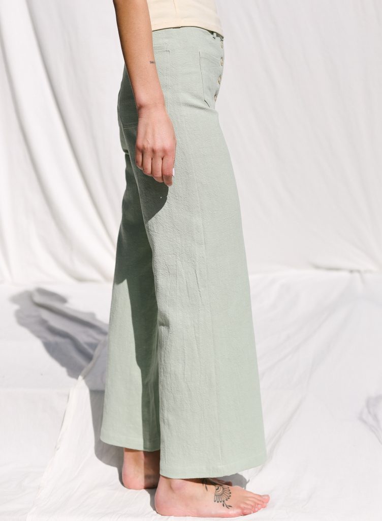 Higher waist heavy linen cropped leg culottes