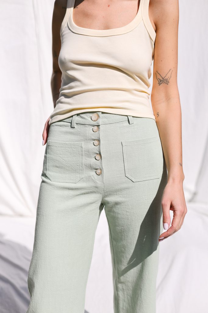 Higher waist heavy linen cropped leg culottes