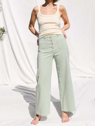 Higher waist heavy linen cropped leg culottes | Trousers | Sustainable clothing | OffOn clothing