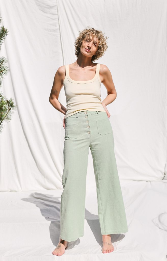 Higher waist heavy linen cropped leg culottes