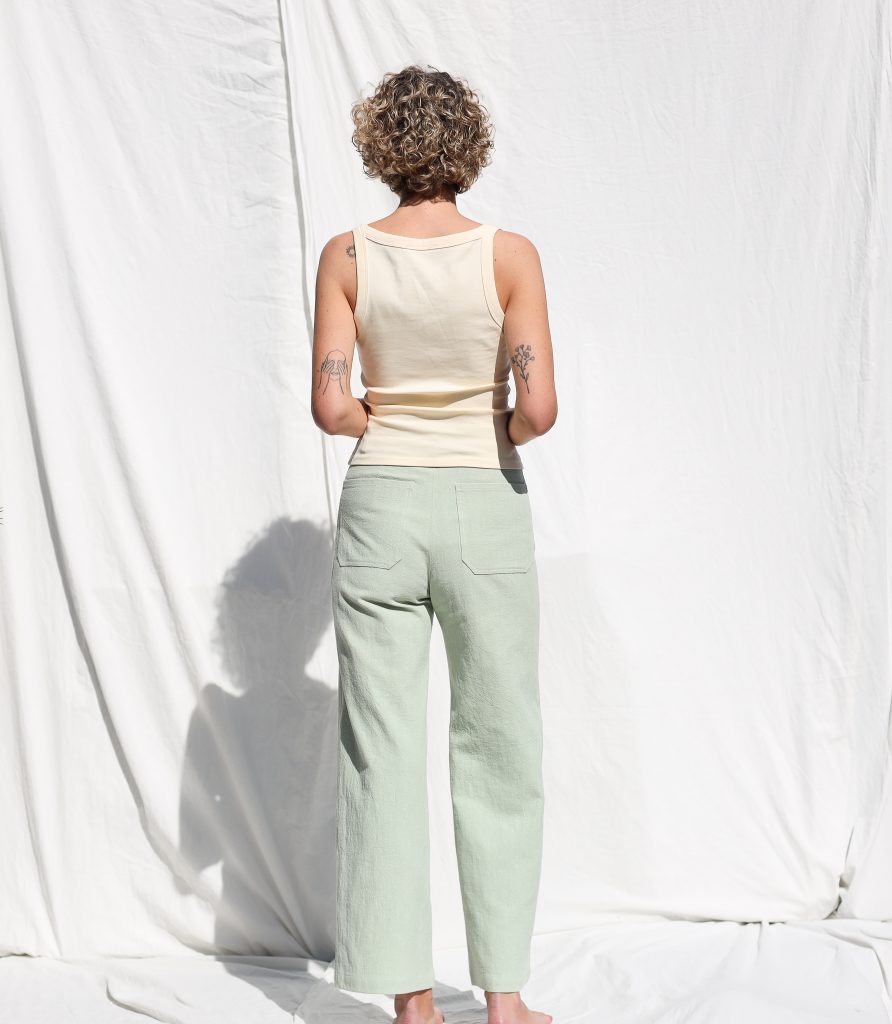 Higher waist heavy linen cropped leg culottes
