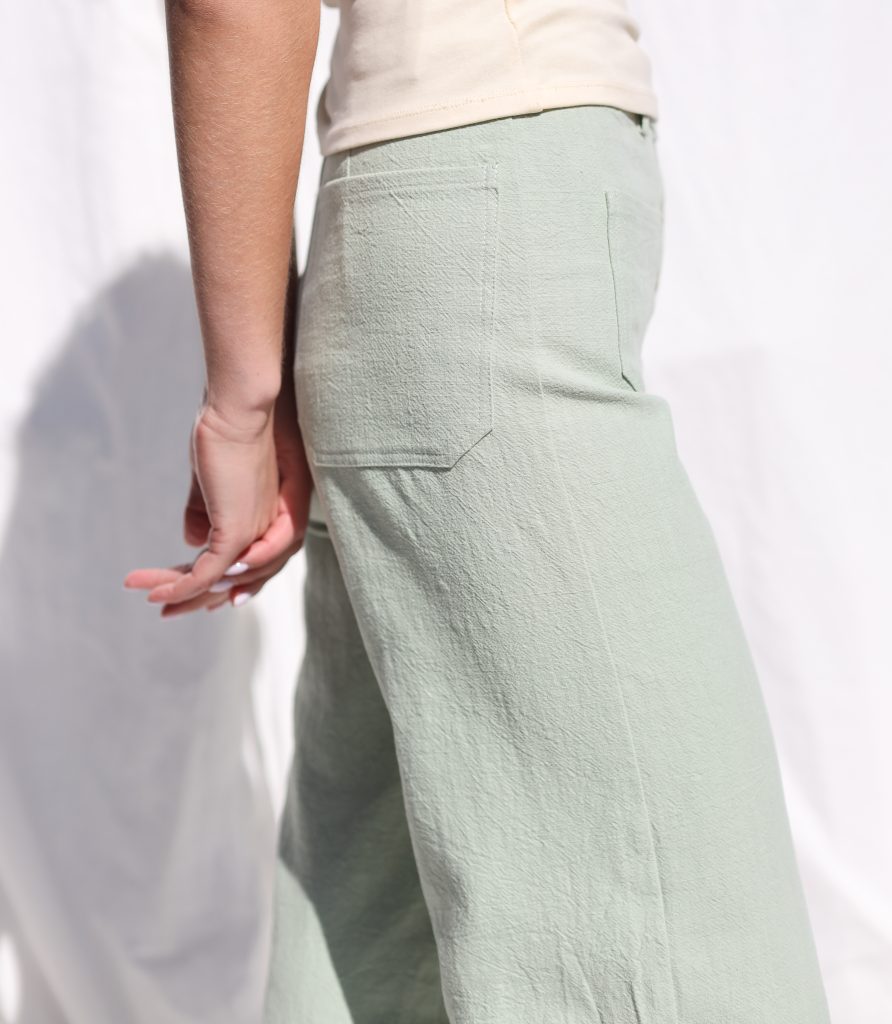Higher waist heavy linen cropped leg culottes
