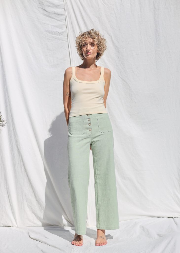 Higher waist heavy linen cropped leg culottes
