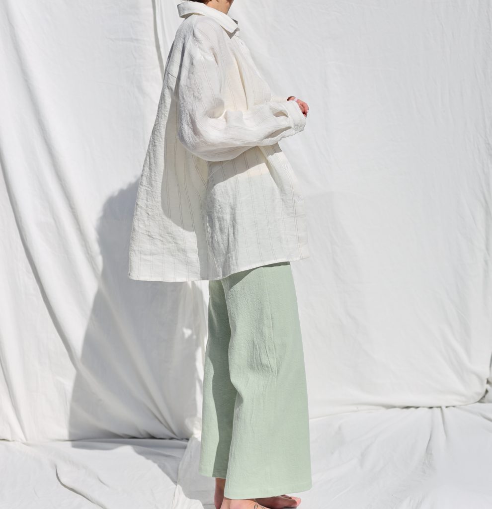 Higher waist heavy linen cropped leg culottes