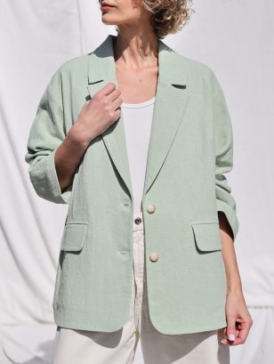 Heavy Linen Oversized Blazer in Mint Color | Jacket | Sustainable clothing | OffOn clothing