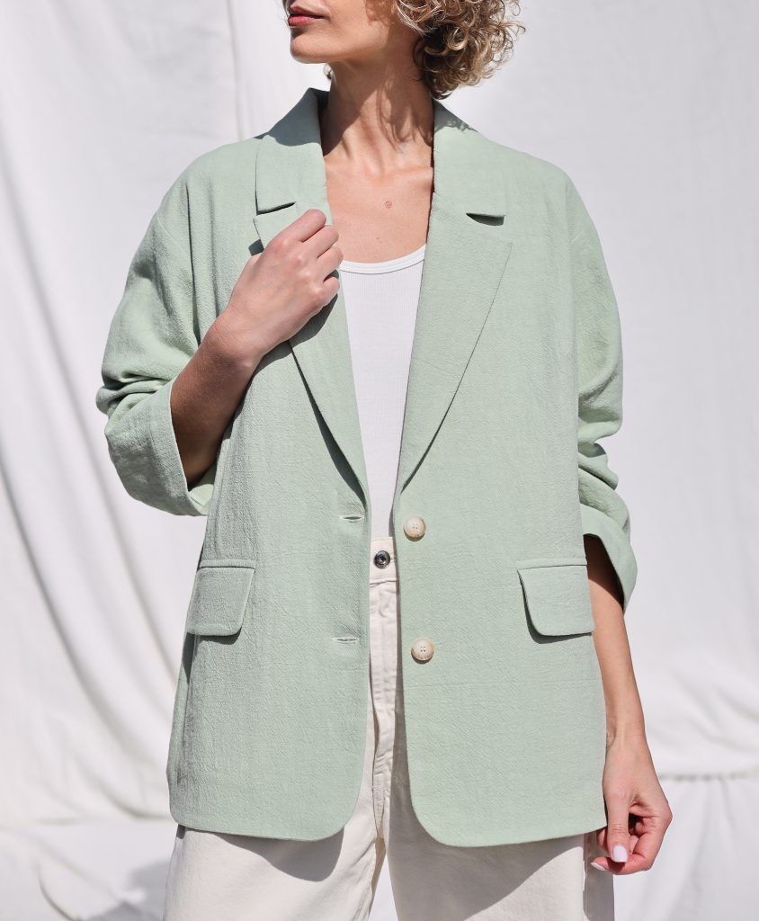 Heavy Linen Oversized Blazer in Mint Color | Jacket | Sustainable clothing | OffOn clothing