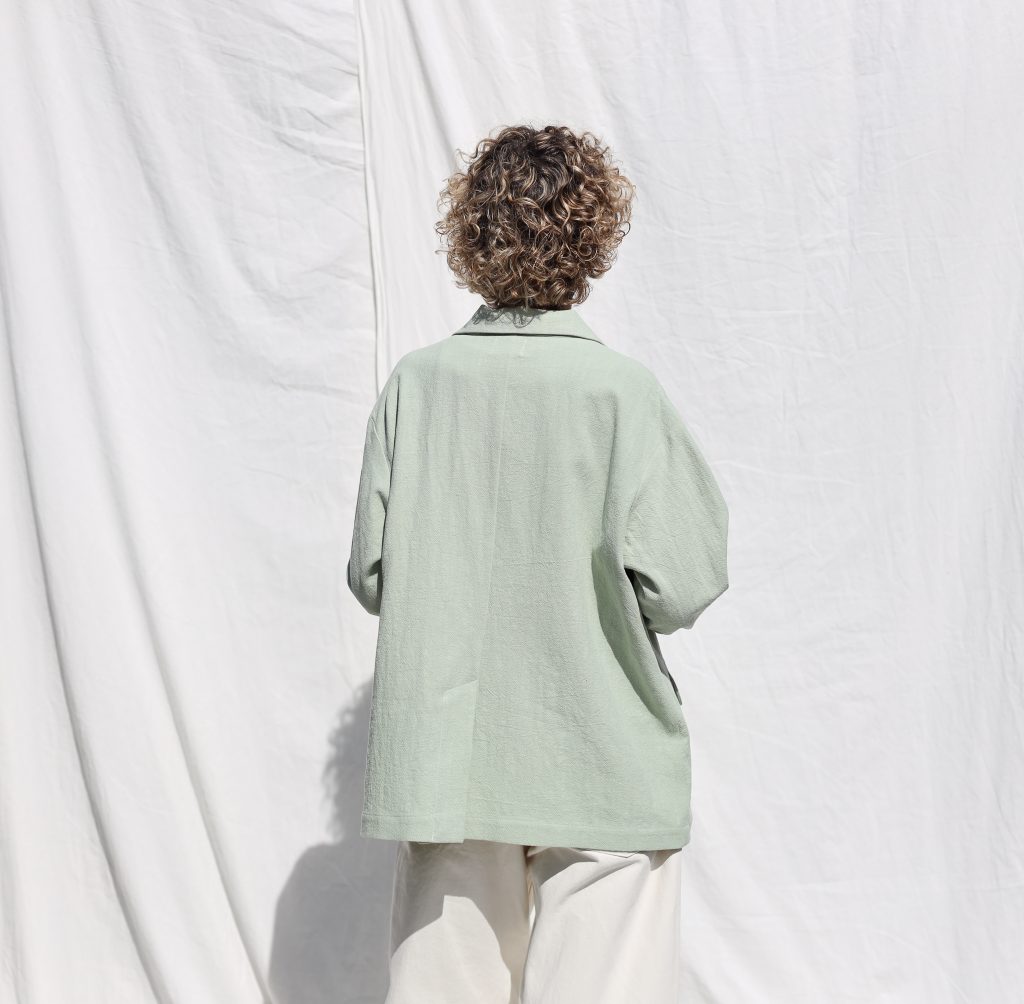 Heavy Linen Oversized Blazer in Mint Color