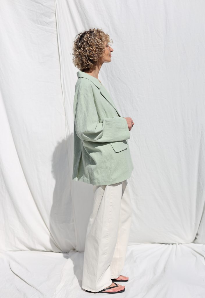 Heavy Linen Oversized Blazer in Mint Color