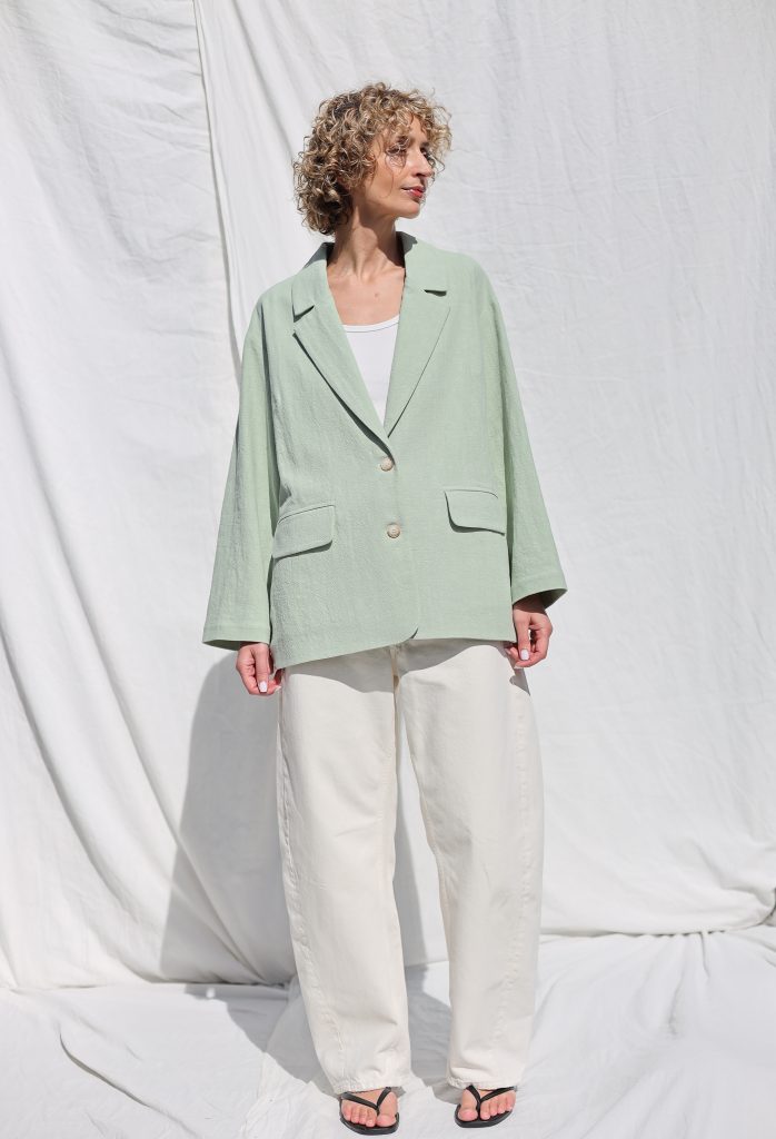 Heavy Linen Oversized Blazer in Mint Color
