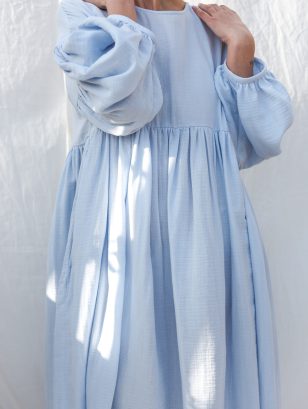Blue double gauze oversized dress GRETA | Dress | Sustainable clothing | OffOn clothing