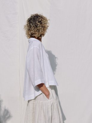 Linen wide sleeves revere collar shirt | Blouse | Sustainable clothing | OffOn clothing