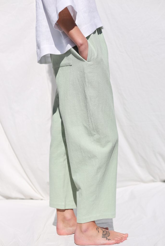 Mint Heavy Linen Balloon Trousers VIVIAN