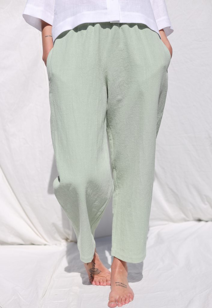 Mint Heavy Linen Balloon Trousers VIVIAN