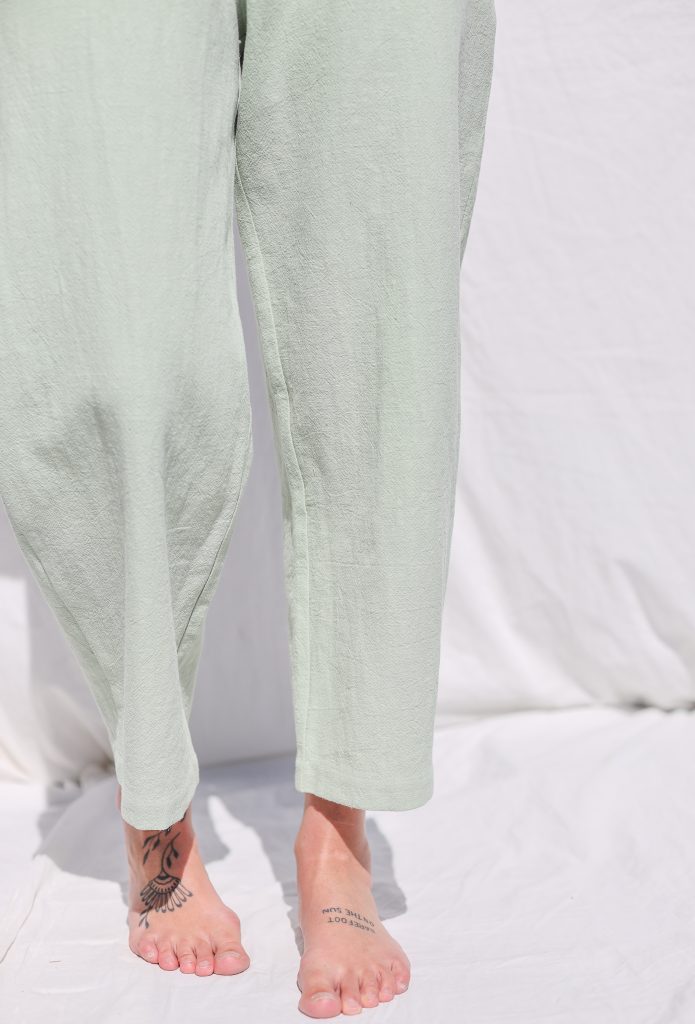 Mint Heavy Linen Balloon Trousers VIVIAN