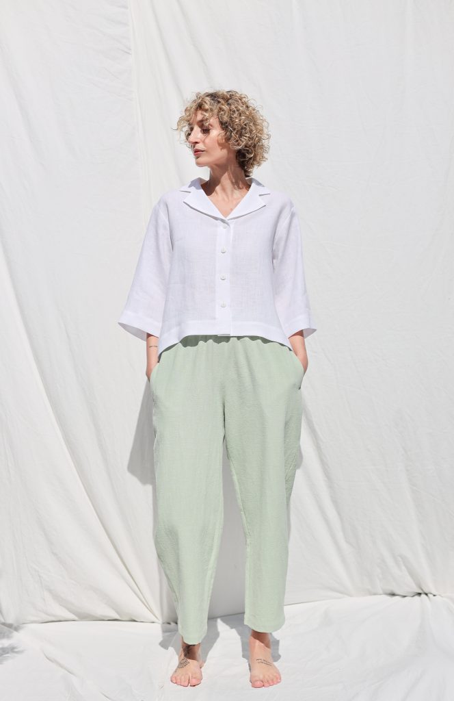 Mint Heavy Linen Balloon Trousers VIVIAN