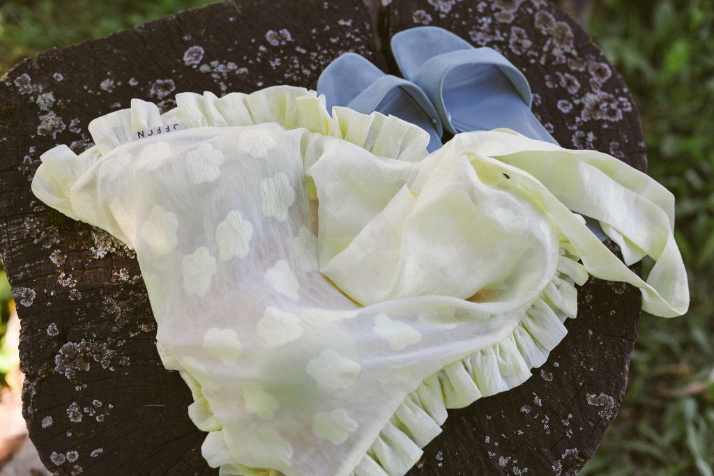 Floral Organza Sheer Tote Bag in Butter Yellow Color