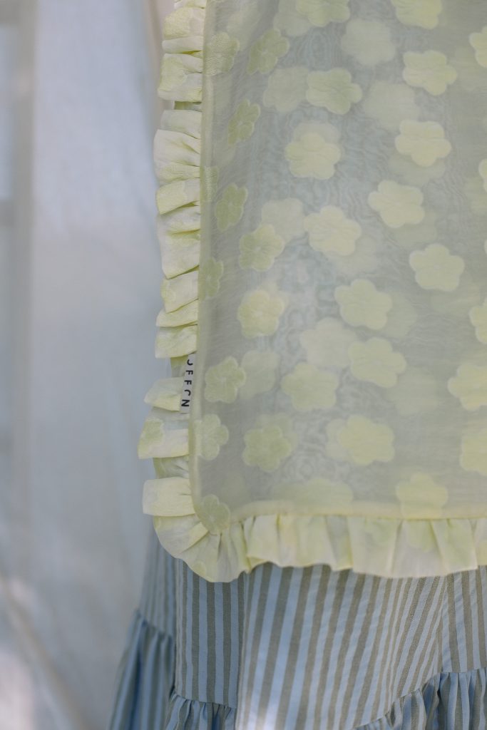 Floral Organza Sheer Tote Bag in Butter Yellow Color