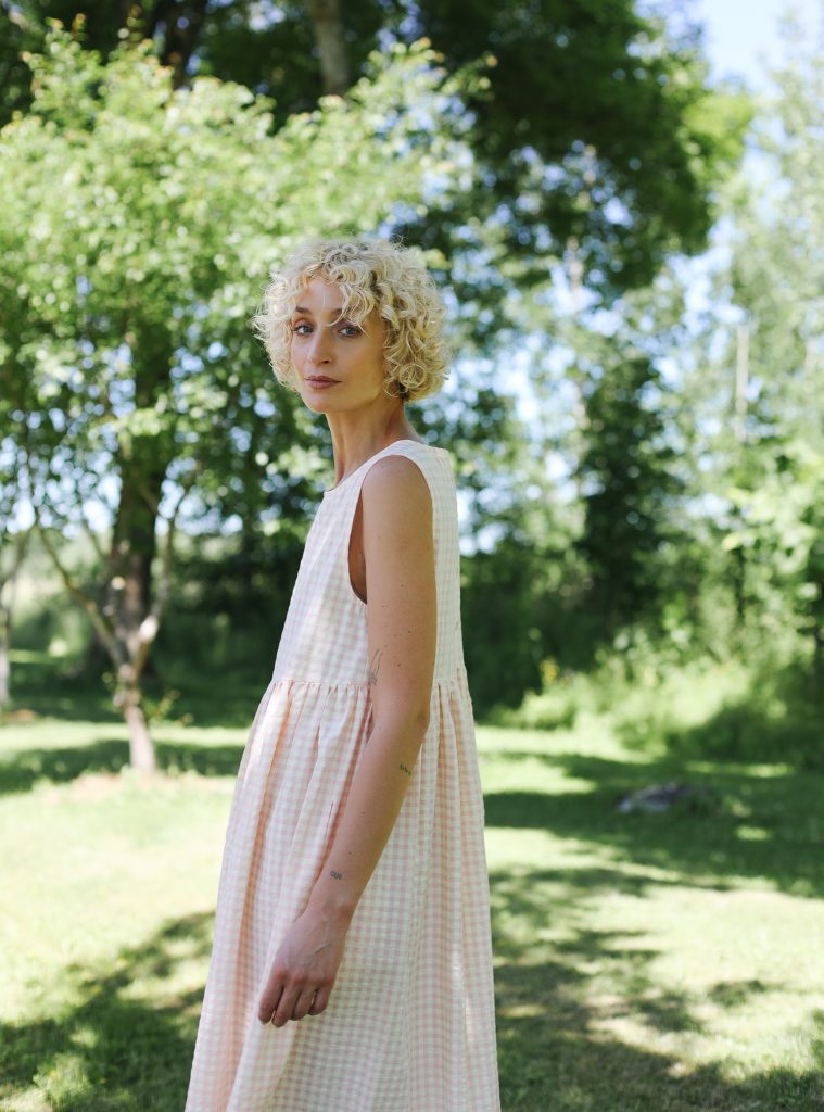 Seersucker Checks Sleeveless Smock Dress
