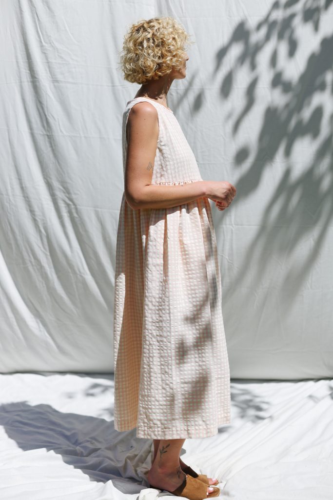 Seersucker Checks Sleeveless Smock Dress
