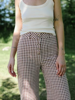 Seersucker Checks Straight Leg Pants