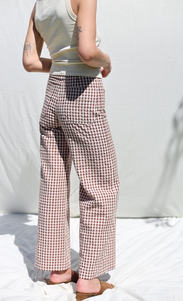 Seersucker Checks Straight Leg Pants