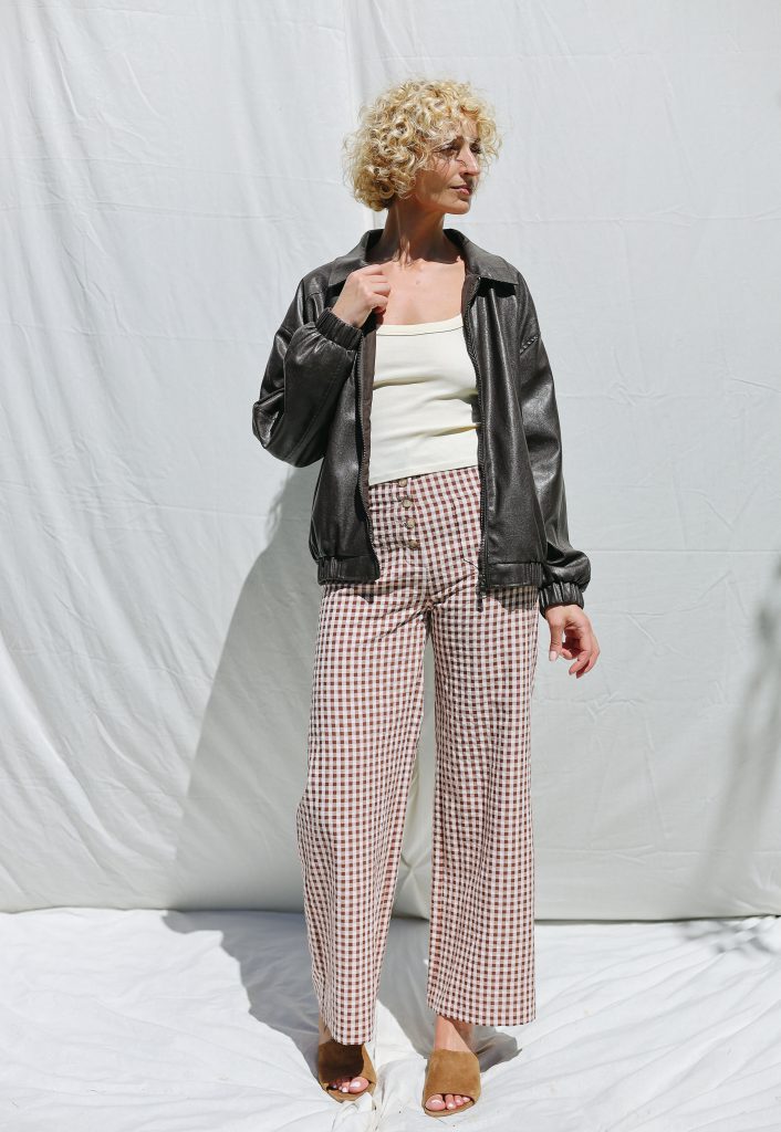 Seersucker Checks Straight Leg Pants